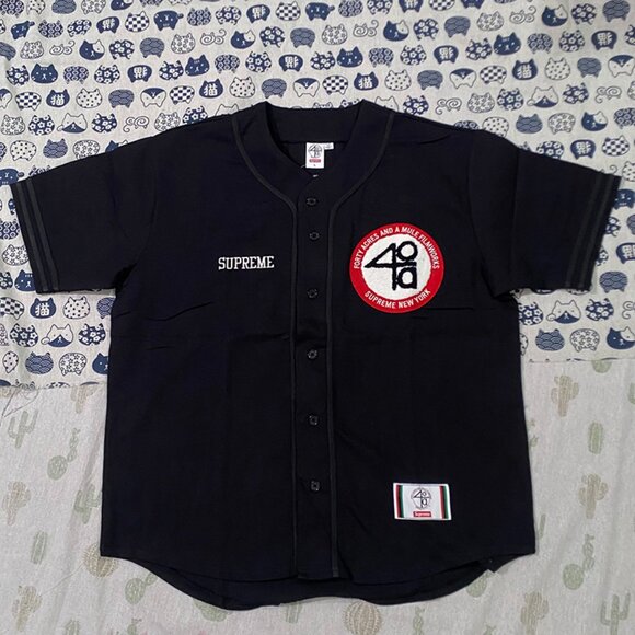 Supreme 40 Acres Twill Black Baseball Jersey - Picture 1 of 9